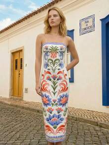 CAJUNI Robe décontractée à imprimé floral pour femme, idéale pour les vacances - Multicolore - Voir 3