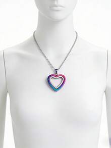 Glass Cremation Jewelry Necklace For Ashes Heart Memorial Lockets For Ashes Stainless Steel Keepsake Urn Ashes Pendants Valentine's Day Gift - Multicolor - View 3