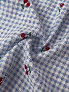 Sunnyshic 大码女式休闲度假甜樱桃格子可爱衬衫 - 彩色 - 查看 7