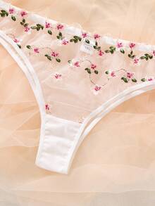 FloralLove Plus Size Shaping Bra With Underwire And Matching Lace Trim Panty Set, 2pcs - Multicolor - View 6