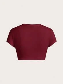 SHEIN EZwear 3件套蝴蝶结樱桃印花圆领短袖修身露脐女式T恤，适合夏季穿着 - 彩色 - 查看 5