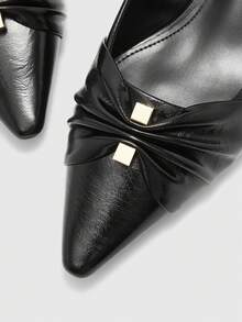 CUCCOO BIZCHIC Giày cao gót mũi nhọn màu trơn dành cho nữ, đi làm và thường ngày - màu đen - Xem 8