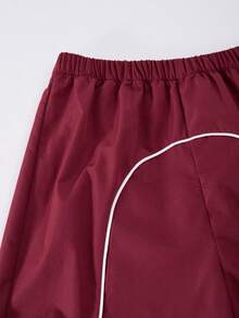 SHEIN ChillGRL 2pcs/Set Teen Girls V-Neck Letter Print Hoodie Sweatshirt And Cargo Pants Casual Outfit