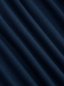 Sweetra Áo liền thân dáng ôm dành cho nữ, màu trơn, vai bất đối xứng, kiểu dáng thường ngày, có trang trí kim loại và bèo nhún. - Màu xanh hải quân - Xem 4