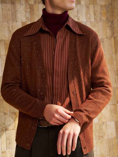 Airaco كارديجان رجالي كاجوال بأزرار أمامية بسيطة، مناسب للخريف/الشتاء