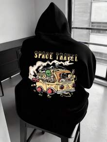 Hombre005-1 ¡Oferta limitada! Sudadera con capucha Cremallera Sudadera con capucha y cremallera unisex de alta calidad. Cálida, cómoda y trendy  ahorra hoy en tu básico de temporada Sudadera de estilo único con dibujo de viaje espacial, perfecta para los amantes de la ciencia ficción y la aventura, que hará que te destaqués en cualquier ocasión - Negro - Ver 1