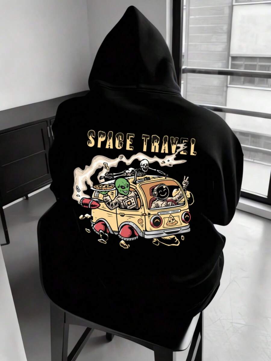 Hombre005-1 ¡Oferta limitada! Sudadera con capucha Cremallera Sudadera con capucha y cremallera unisex de alta calidad. Cálida, cómoda y trendy  ahorra hoy en tu básico de temporada Sudadera de estilo único con dibujo de viaje espacial, perfecta para los amantes de la ciencia ficción y la aventura, que hará que te destaqués en cualquier ocasión - Negro - Ver 1