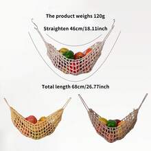 Madebyblanc Nordic Boho Handwoven Fruit Hammock - Wall-Mounted Kitchen Storage Net Bag Space-Saving Home Decor Fruit Organizer Basket