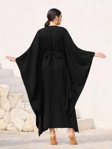 Al Najma 传统土耳其刺绣长款束腰连衣裙，阿拉伯风格阿巴雅 - 彩色 - 查看 7