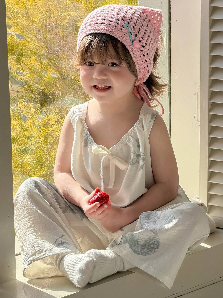 DAZY 2件套女婴休闲衬衫和宽松裤子家居服套装 - 米色 - 查看 1