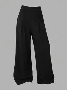 SHEIN Girlism Teen Girls 2pcs/Set Knitted Color Contrast Collared 2 In 1 Long Sleeve Shirt And Wide-Leg Pants,Black And White,Autumn,Holiday,Back-To-School Outfit - Black and White - View 6