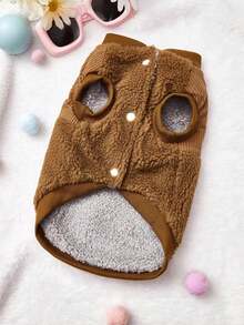 PETSIN 1件装二合一可爱保暖内衬宠物外套，带牵引绳，适合秋冬季穿着