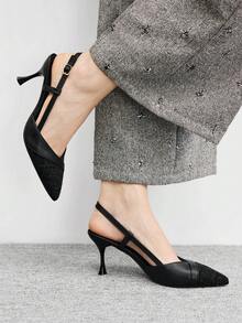 CUCCOO BIZCHIC Fashionable And Elegant High-Heeled Shoes For Women With A Patchwork Upper, Commuting Women's Shoes, School Style, Comfortable And Versatile, High-Heeled Shoes For Banquets And Parties Valentine's Day - Black - View 4