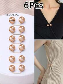 6Pcs Women Solid Faux Pearl Decor Anti-Light Fashion Waist Accessory For Outdoor Travel Summer, School Fall, Autumn, Halloween,Christmas, Thanksgiving - Champagne - View 6