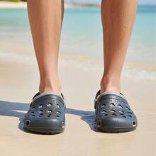 Sandalia Chanclas tipo zueco hombre ligera resistente ventilación cómoda playa piscina antideslizante verano casual ajuste práctico doble color - Black and Grey - Ver 2
