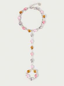 Glisma Cadena de dedos con cuentas (según el número de cuentas, hay diferencia de tamaño), Premium/Dinero Antiguo/Elegante, Sexy/Vintage, Para Mamá/Mujer/Niña/Madre, Verano/Playa/Baile de Graduación/Fiesta, Multicapa/Piedras Preciosas/Cuentas/Cristales - Color - Ver 2