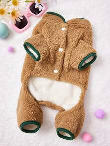 PETSIN Cuddly Thick Pet Jumpsuit – Cute Four-Legged Fleece Pajamas For Small Dogs & Cats, Cozy Autumn/Winter Outfit For Play And Relaxation