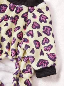 PETSIN 1pc Black And Red Leopard Print Flannel Pet Jumpsuit Casual Style Autumn And Winter Thick Warm Pet Clothing - Multicolor - View 7