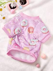 PETSIN 1 Pc Pet Cat Dog Universal Plush Comfortable Cartoon Cute Donut Fashion Printed Dog Round Neck - Multicolor - View 6