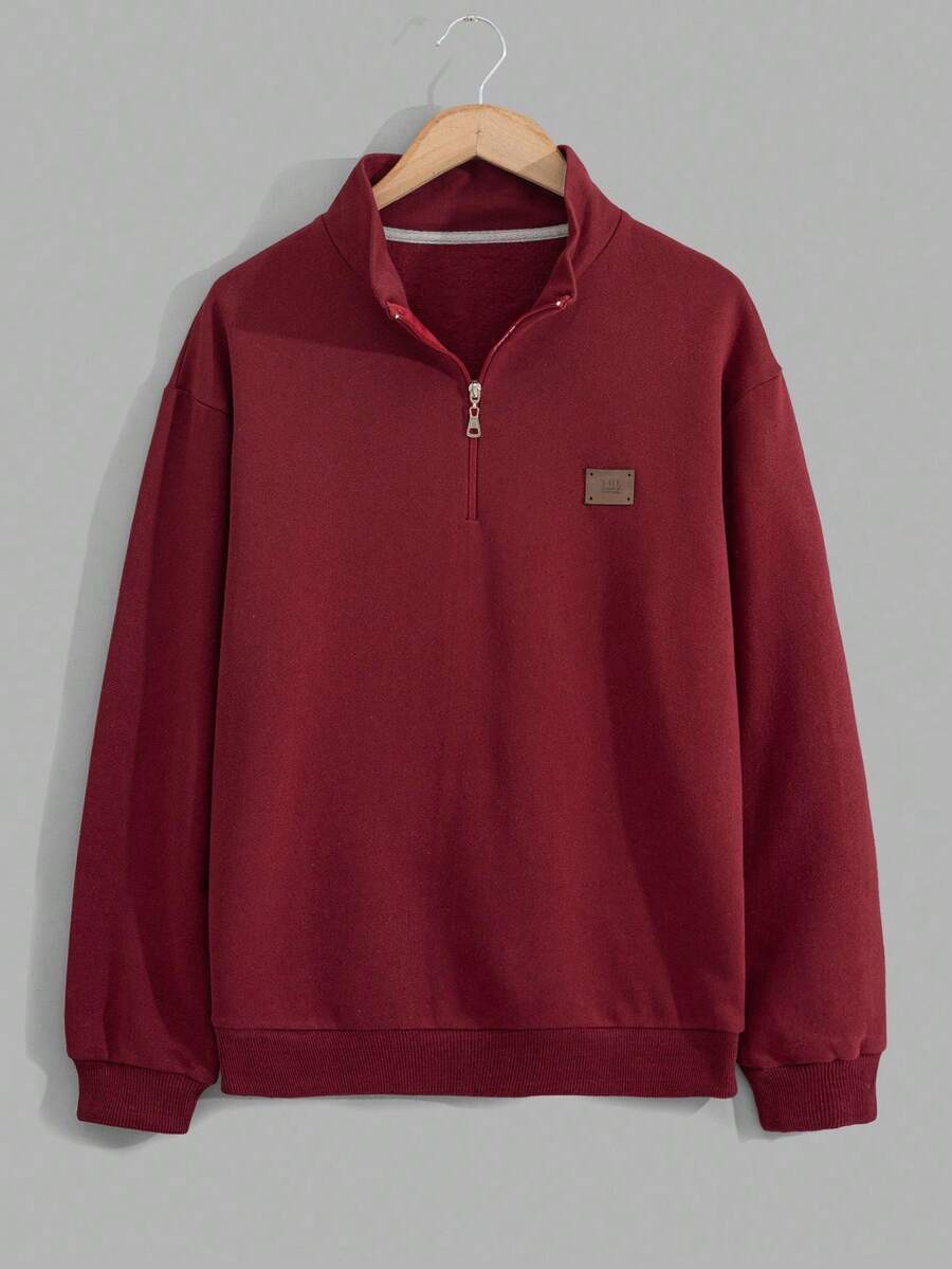 EURMUSE Męska bawełniana bluza z krótkim rękawem i suwakiem