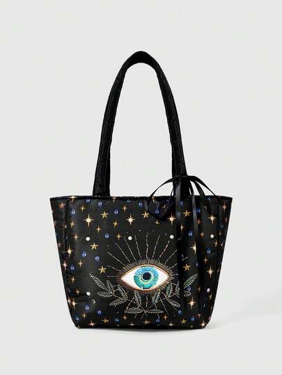 Fairycore Bolso de hombro portátil de gran capacidad con gráfico de figura para mujeres