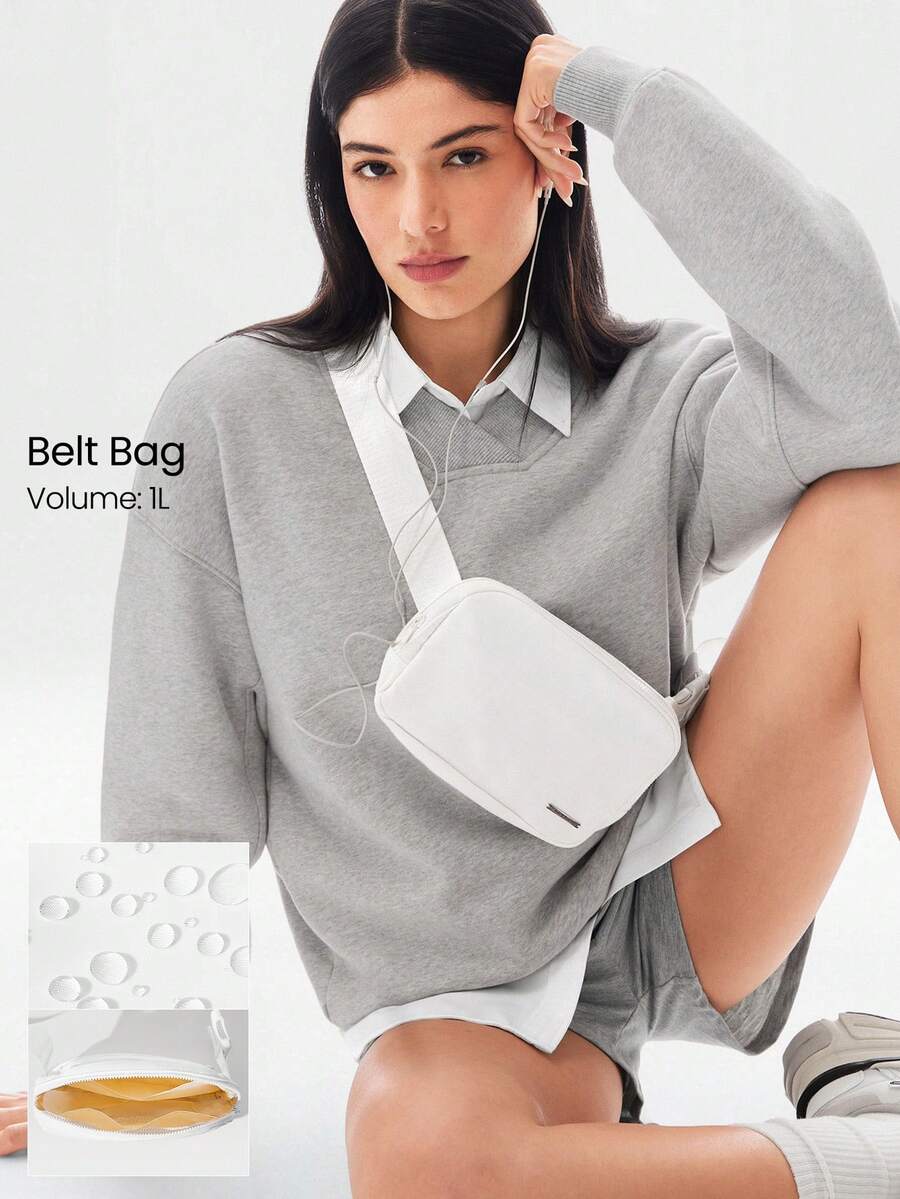 GLOWMODE 1 L  Zipper  Everywhere  Belt  Bag  Water  Repellent  Waist  Crossbody  Bags  With  Adjustable  Strap  Valentine's  Day - milky white - View 1