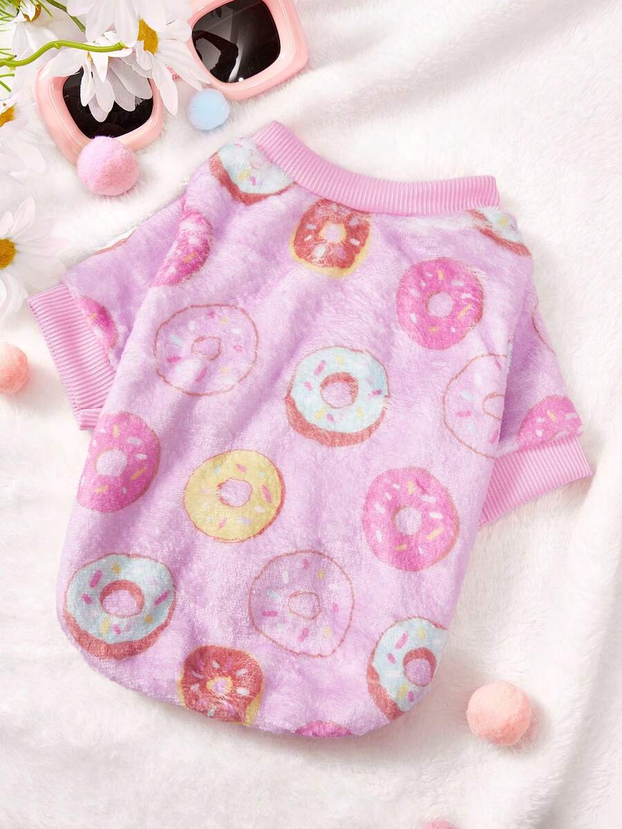 PETSIN 1 Pc Pet Cat Dog Universal Plush Comfortable Cartoon Cute Donut Fashion Printed Dog Round Neck - Multicolor - View 1