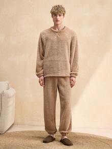 EverLounge Men's Comfortable Plush Loungewear Set - Khaki - View 2