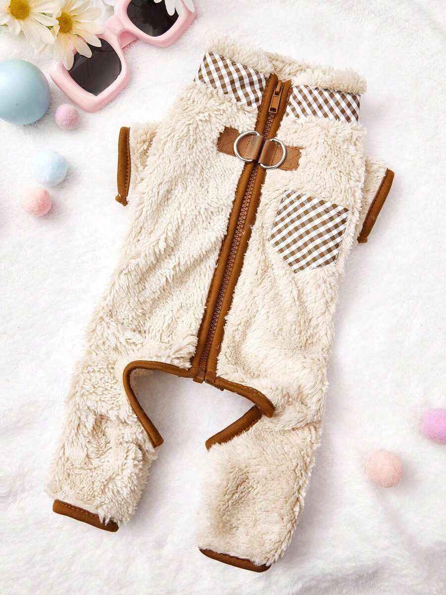 PETSIN Yellow Spring/Summer Simple Casual Home Wear Bear & Mushroom Print Hollow Ruffle Cuff Wearable & Leash Friendly Soft Pet Jumpsuit