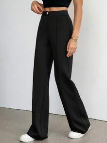 SHEIN Tall Quần đen cạp cao, có đường may chi tiết - màu đen - Xem 4