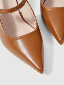 Sleekvia 女士时尚百搭尖头高跟鞋 - 棕色 - 查看 8