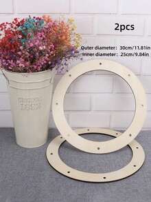 2 Stück Weihnachtskranz, Holzkranz Rahmen für Basteleien, Dicke Holzkranz Ringe mit vorgefertigten Löchern, unfertige Blumen Hoop Ringe für DIY Weihnachten, Hochzeit, Feiertage, Kranz, Wand, Heim Handwerk Dekoration, Heim Dekoration, Weihnachtsdekorationen, Raumdekoration