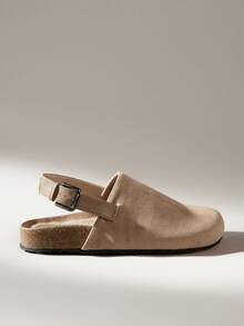 Solecia Women's Buckle Design Casual Fashionable Slip-On Flat Shoes - Khaki - View 1