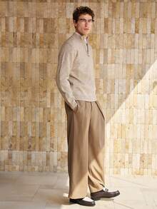 Airaco Vintage Coin Pattern Zip-Up Turtleneck Sweater, Versatile