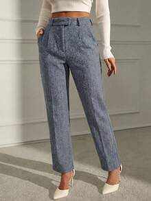 Women's Herringbone Straight Leg Loose Elegant Pants