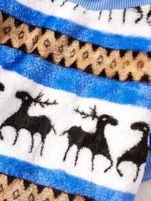 PETSIN 1 Pet With Hat, Blue And White Christmas Deer And Snowflake Pattern, Flannel Material - Blue - View 6