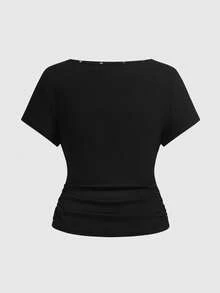 ROMWE Avant Áo thun nữ họa tiết ngôi sao và đinh tán cổ điển phong cách đường phố Unisex - màu đen - Xem 2