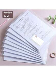 10 piezas/5 piezas Carpetas transparentes de polipropileno tamaño A4 con cierre a presión, organizadores de documentos impermeables en colores macaron surtidos para estudiantes y uso de oficina, carpetas para la escuela - Multicolor - Ver 5