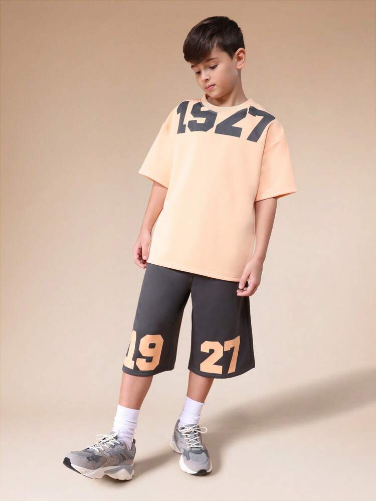 ナンバープリントTシャツとショーツセット