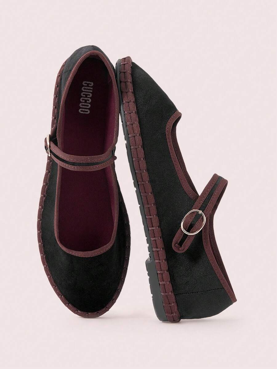 CUCCOO DOLLMOD Women's Black Elegant Velvet Classic Comfortable Mary Jane Flat Shoes Spring Shoes - Black - View 1