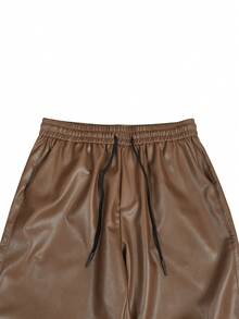 Manfinity EMRG Pantalon en PU noir PAVTROS pour hommes, ample, graphique, alternatif, streetwear, pour hommes, jogging, pantalon droit décontracté ample et mode, pantalon noir pour hommes, pantalon large noir ample pour hommes, pantalon  noir pour hommes, pantalon habillé - Tabac - Voir 5