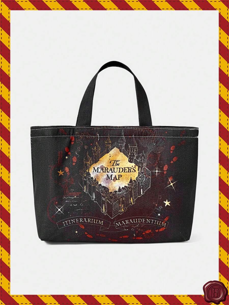 HARRY POTTER X SHEIN 冰淇淋卡通图案保温午餐盒包，适合上班族和学生 - 黑色 - 查看 1