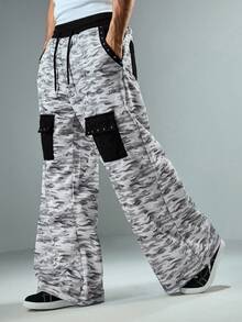 ROMWE MEN Men's Autumn/Winter Camouflage Patchwork Casual Pants - Multicolor - View 6