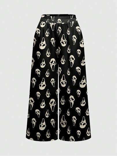 Goth Pantalones sueltos de mujer con estilo punk, horror y gótico oscuro