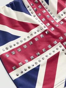 ROMWE Grunge Punk Women's Y2K Vintage UK Flag Print Rhinestone Rivet Low Waist Mini Skirt - Multicolor - View 4