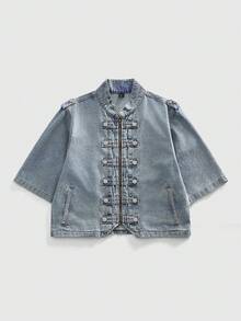 ROMWE MEN Grunge Punk Áo sơ mi denim tay ngắn kiểu cổ điển thời Trung cổ dành cho nam - trắng - Xem 8