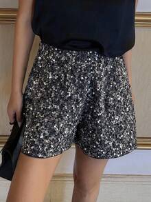 DAZY Women Sequins Shorts New Years Women Carnival - Silver - View 5