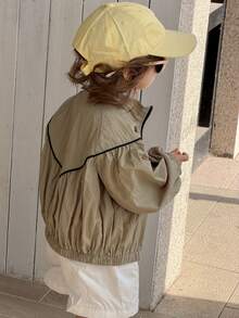 DAZY معطف كاجوال طويل الأكمام مبطن بالحشو للأطفال الرضع والصغار، أحادي اللون - أخضر - مشاهدة 7