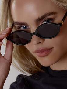 MUSERA Tortoise Shell Oval Clear Lenses Faux Glasses - Black - View 4