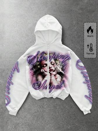 Street Life Sudadera con capucha de manga larga con estampado minimalista para hombre